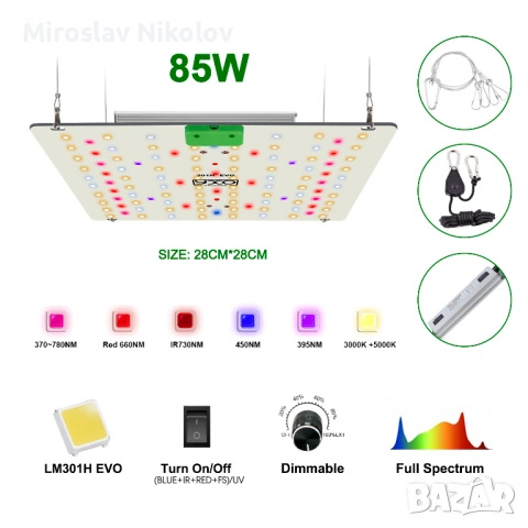 LED Лампа за отглеждане на растения - Samsung LM301H, снимка 5 - Лед осветление - 54048198