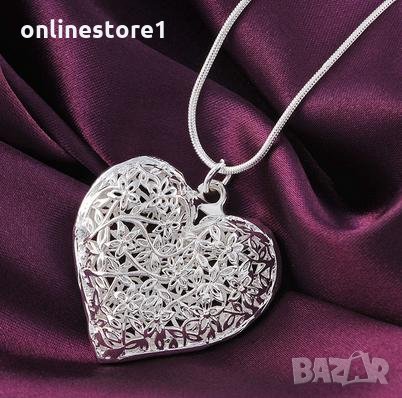 Сребърен медальон - Сърце Код: K110, снимка 2 - Колиета, медальони, синджири - 30665238