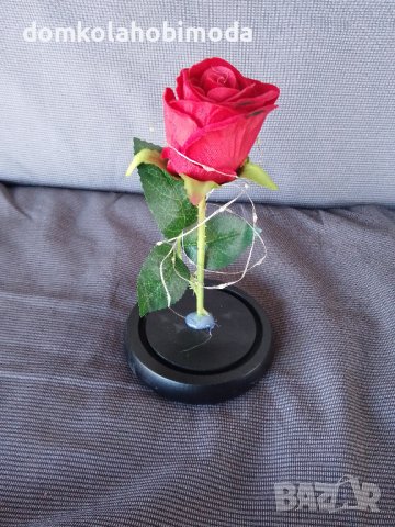 Изкуствена роза с дървена основа LED осветление. 3 ААА, снимка 5 - Изкуствени цветя - 39127953