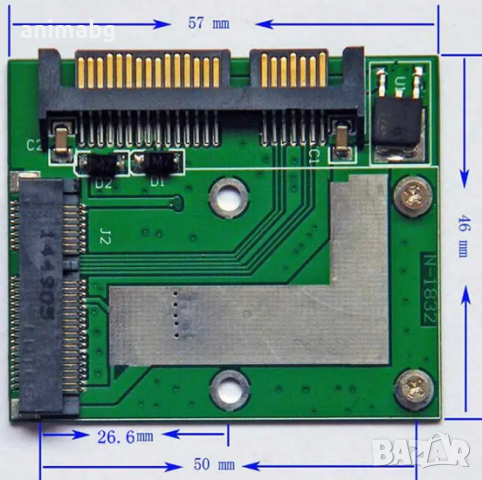 ANIMABG Преобразувател PCIe mSATA към SATA 2.5 хард диск HDD, SSD, PC компютър, лаптоп, Laptop, , снимка 3 - Друга електроника - 44680292