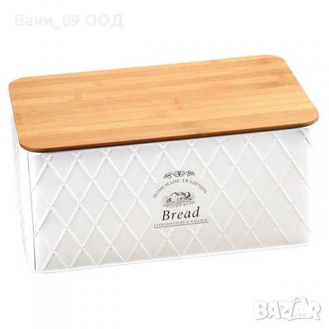 Кутия за хляб-бамбук и метал, снимка 1 - Аксесоари за кухня - 37203385