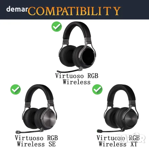 SOULWIT лента за глава и подложки за уши от протеинова кожа, за Corsair Virtuoso RGB Wireless XT SE, снимка 2 - Bluetooth слушалки - 48009255