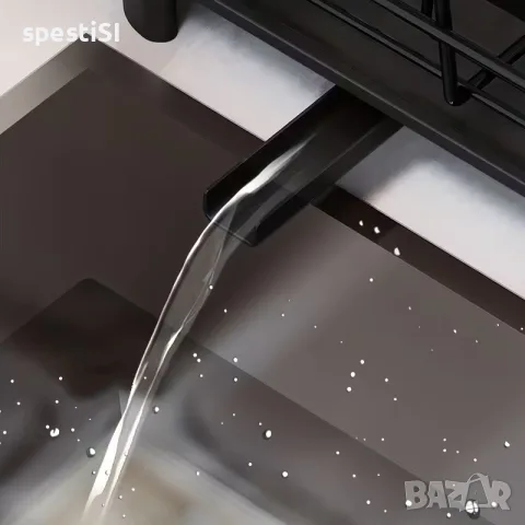 Черен сушилник за съдове с улей за оттичане 43 × 32 × 15 см - КОД 5098, снимка 4 - Сушилници - 56227702