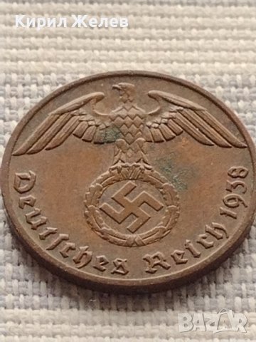 Монета 1 райхсфенинг 1938г. Германия Трети Райх с СХВАСТИКА за КОЛЕКЦИЯ 31575, снимка 6 - Нумизматика и бонистика - 42823566