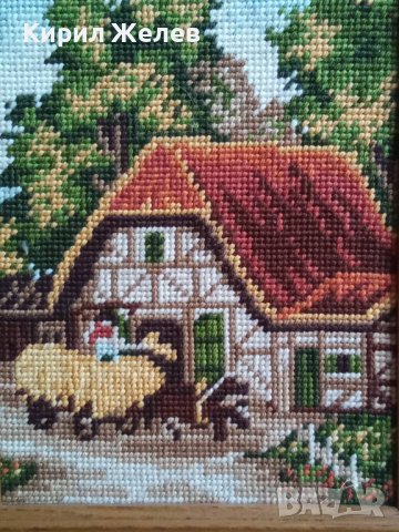 СТАР ГОБЛЕН СЕЛСКА КЪЩА ГЕРМАНИЯ ПАСТОРАЛЕН СЕЛСКИ ПЕЙЗАЖ в ДЪРВЕНА РАМКА 30915, снимка 9 - Гоблени - 37791331