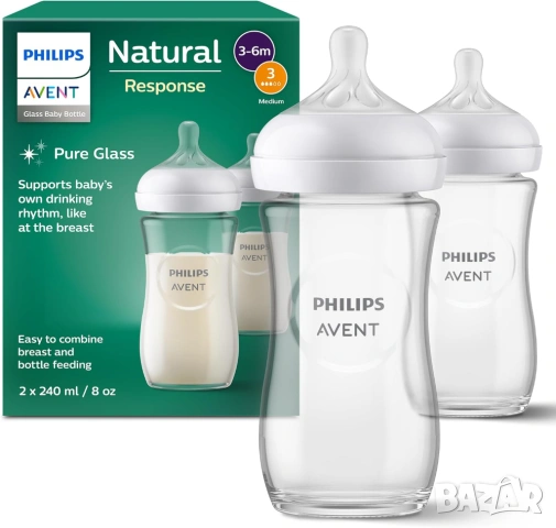 Комплект Philips Avent - Natural Response Шишета / стъкло, снимка 6 - Прибори, съдове, шишета и биберони - 54325642