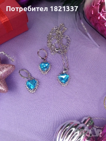 Комплект колие и обици , снимка 4 - Бижутерийни комплекти - 53193773