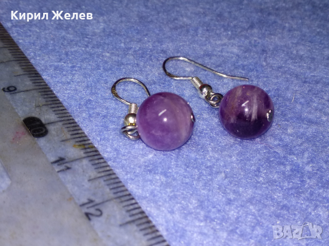 ЧУДЕСНИ СКЪПОЦЕННИ СРЕБЪРНИ ВИНТИДЖ АРТ ОБЕЦИ СРЕБРО 925 с ТОПЧЕТА НАТУРАЛЕН АМЕТИСТ 43326, снимка 11 - Обеци - 44690302