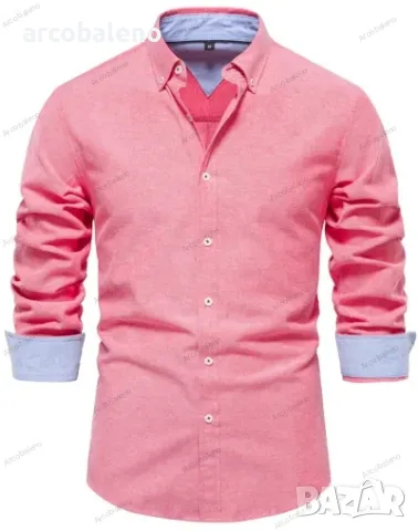 Ежедневна мъжка универсална модна едноцветна риза с дълги ръкави, 7цвята  , снимка 9 - Ризи - 48324119