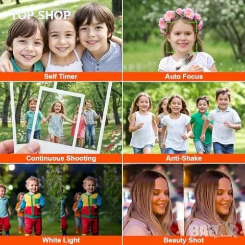 Нова Дигитална камера 64MP с 4K видео, зуум и аксесоари Фотоапарат деца, снимка 4 - Фотоапарати - 49321307