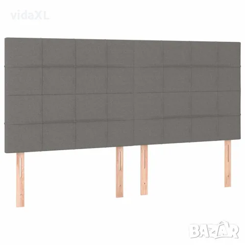 vidaXL LED горна табла за легло, тъмносива, 160x5x118/128 см, плат, снимка 4 - Тоалетки - 56146669