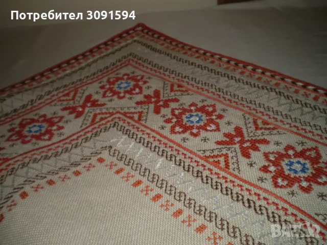 Бродирана ленена покривка Българска шевица ръчна бродерия, снимка 6 - Антикварни и старинни предмети - 47938396