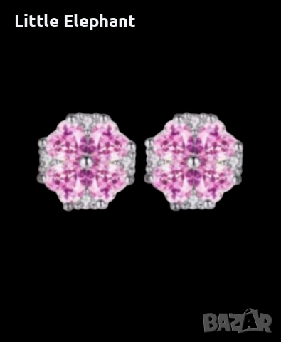 Сребърни обеци,колекция "Luck"-детелини с кристали,pink/нови, снимка 1 - Колиета, медальони, синджири - 44683392