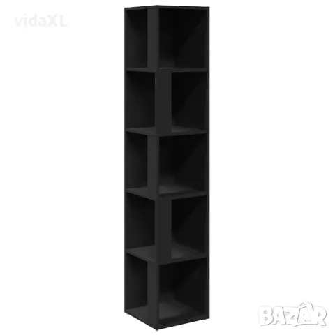 vidaXL Ъглов шкаф, черен, 33x33x164,5 см, инженерно дърво