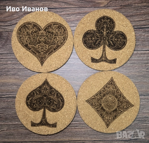 Комплект подложки за чаши (coaster) Карти