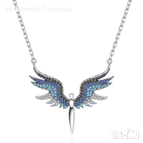 Нежно дамско колие с висулка феникс с камъни, снимка 6 - Колиета, медальони, синджири - 51838699