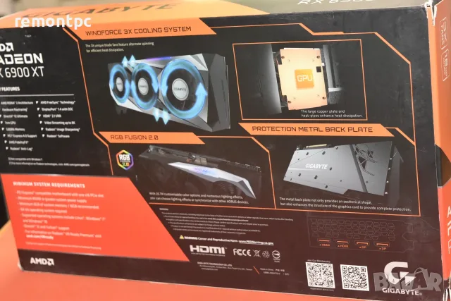 Видео карта GIGABYTE AMD Radeon RX 6900XT GAMING OC 16GB, снимка 2 - Видеокарти - 56313038