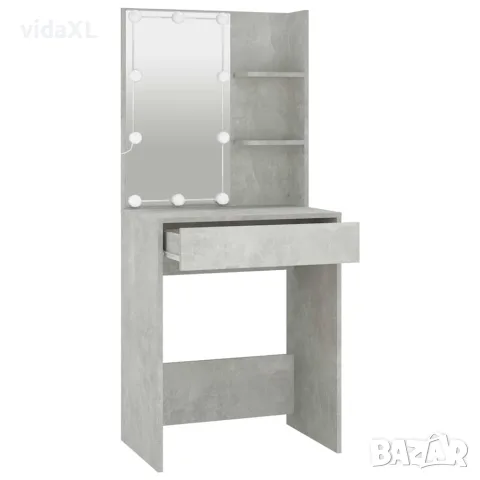 vidaXL Тоалетка с LED, бетонно сива, 60x40x140 см, снимка 4 - Тоалетки - 56147795