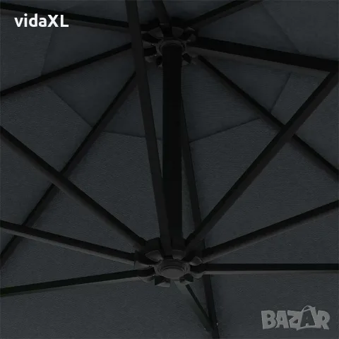 vidaXL Чадър за монтаж на стена с метален прът, 300 см, антрацит, снимка 6 - Чадъри - 56147611