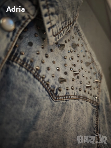 Дънкова риза с камъчета/S, снимка 3 - Ризи - 52477063