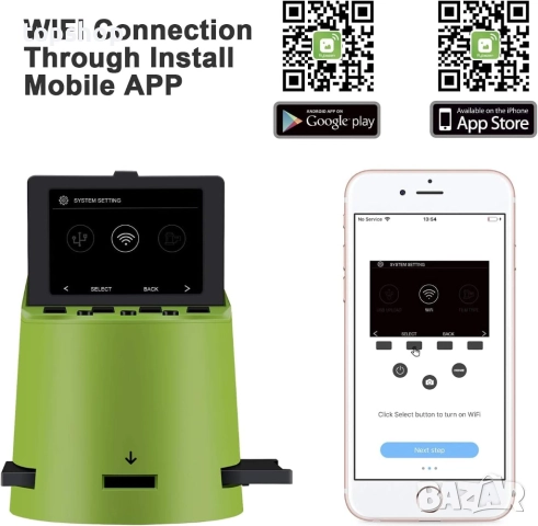 Нов, WIFI скенер за диапозитиви и негативи  с 3,5-инчов LCD дисплей и проложение за андроид и айфон, снимка 2 - Друга електроника - 52807203