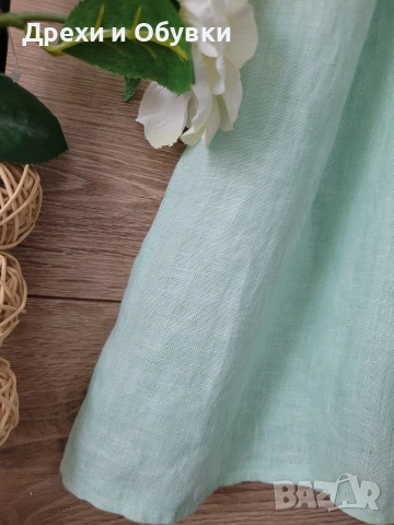 Ленена рокля в цвят мента Италия , снимка 6 - Рокли - 54157793