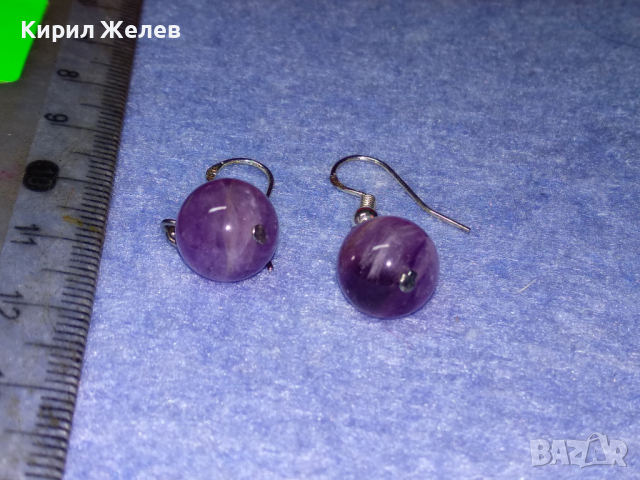 ЧУДЕСНИ СКЪПОЦЕННИ СРЕБЪРНИ ВИНТИДЖ АРТ ОБЕЦИ СРЕБРО 925 с ТОПЧЕТА НАТУРАЛЕН АМЕТИСТ 43326, снимка 10 - Обеци - 44690302