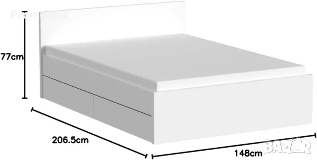 Легло Infinikit‎ Haven ‎3185L24T-ECR 140х200см рамка за легло приста с 2 чекмеджета, снимка 6 - Спални и легла - 49762539