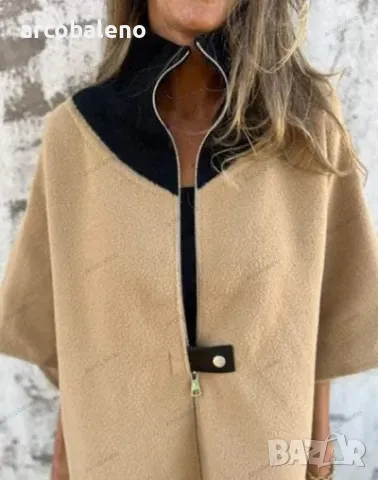 Есенно-зимно дамско свободно яке с яка и цип, 9цвята , снимка 6 - Якета - 48242658