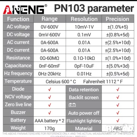 600A AC DC Амперклещи за постоянен и променлив ток current clamps прав напрежение волтметър 600А, снимка 3 - Друга електроника - 48218629
