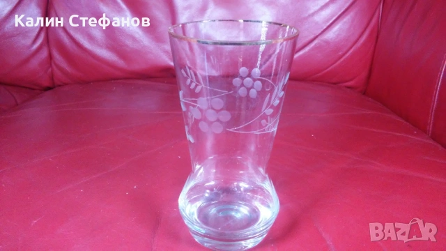 Ретро чаши за безалкохолно, ръчна гравюра, златен кант, 6 бр, снимка 6 - Чаши - 54173589