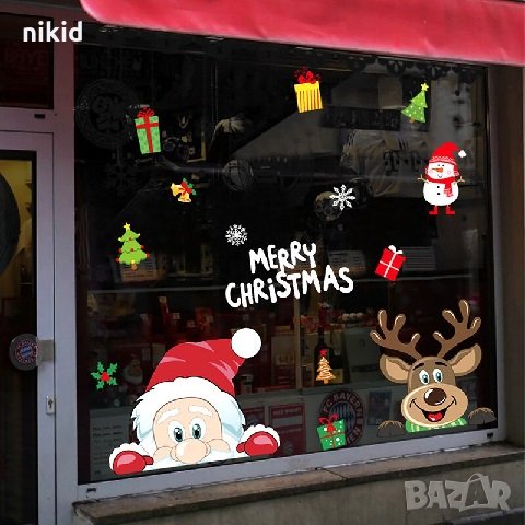 Елен Рудолф Дядо Коледа Коледен стикер лепенка самозалепващ за прозорец мебел декор украса стена, снимка 5 - Други - 31205525