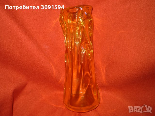Ретро ЖЪЛТА ВАЗА КРИСТАЛНО СТЪКЛО , снимка 5 - Вази - 42319446