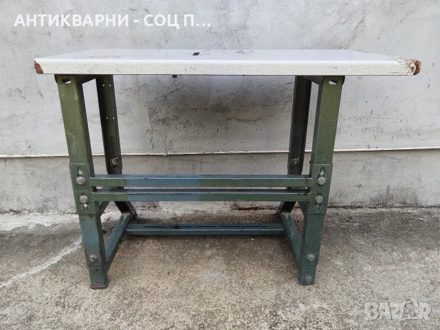 Стара Соц Италианска Работна Маса От Шевна Машина. / 40 кг. / НОМЕР 1909., снимка 6 - Маси - 56155459