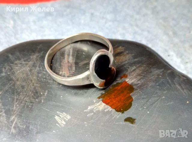 СТАР ЕМАЙЛИРАН СРЕБЪРЕН ПРЪСТЕН СРЕБРО ВИСОКА ПРОБА РЪЧНА АР НУВО ИЗРАБОТКА 25853, снимка 3 - Антикварни и старинни предмети - 48986866