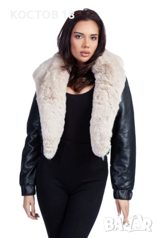 Зимно късо кожено яке 4257, снимка 5 - Якета - 52500612