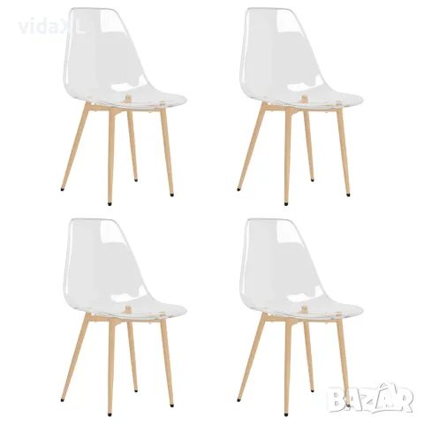 vidaXL Трапезни столове, 4 бр, прозрачни, PET