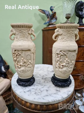 Чифт страхотни антикварни колекционерски китайски вази , снимка 2 - Антикварни и старинни предмети - 49465118