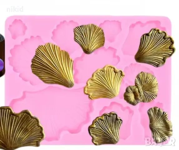 Интересни листа листо листенца Гинко Билоба гъба гъби силиконов молд форма фондан шоколад декор , снимка 6 - Форми - 49746306