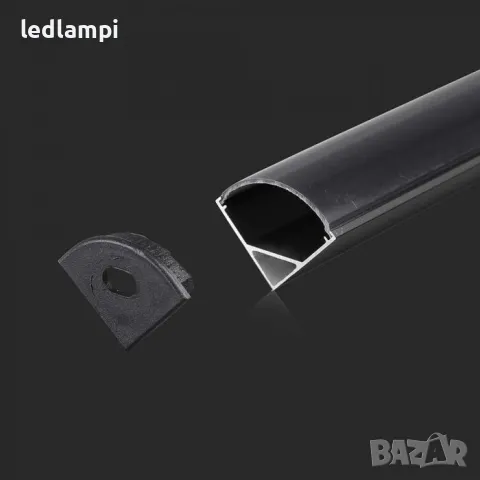 Алуминиев Ъглов Профил Черен За LED Лента 2000x15,8x15,8mm