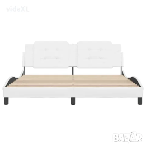 vidaXL Рамка за легло без матрак Zadar, бяла, 180x200 см, изкуствена кожа, снимка 4 - Спални и легла - 56146794