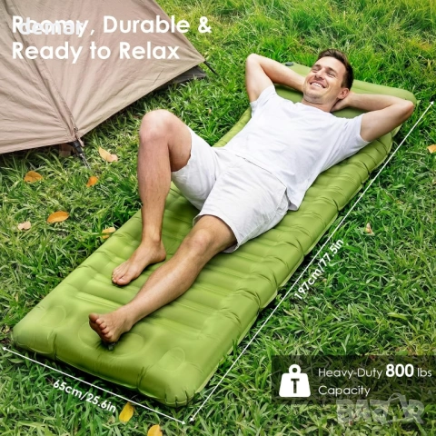 Къмпинг постелка Minthouz, ултралек надуваем къмпинг матрак с възглавница и вградена помпа, снимка 5 - Надуваеми легла - 53949643