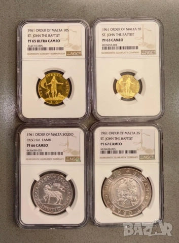 Малтийски орден - лот монети 1961 NGC - Злато,Сребро, снимка 5 - Нумизматика и бонистика - 52283882