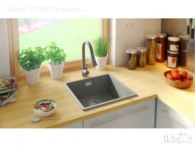 Кухненска Мивка от Гранит модел Лондон Слим 460 x 440 мм - сив, снимка 4 - Други - 38223305