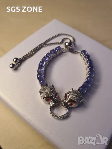 Гривна с Естествени Танзанити, снимка 4 - Гривни - 49634357