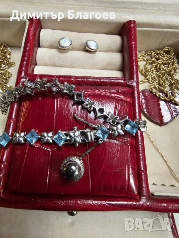 Сребърна гривна 925 аквамарин , снимка 3 - Гривни - 53251430