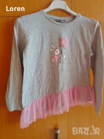 Подарявам!Детска красива блузка с розово тюлче от 6-8, снимка 2 - Детски Блузи и туники - 51386103