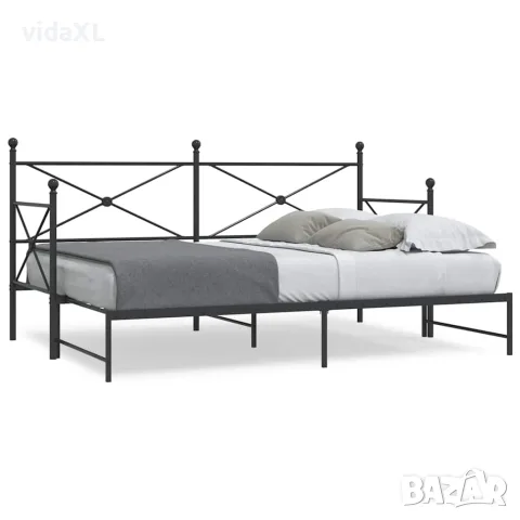 vidaXL Дневна спалня с багажник без матрак Черно 90x200 cm Стомана, снимка 2 - Спални и легла - 56147494