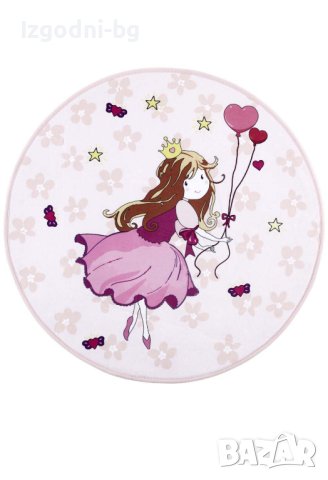 Кръгъл розов детски килим - "Принцеса"!, снимка 1