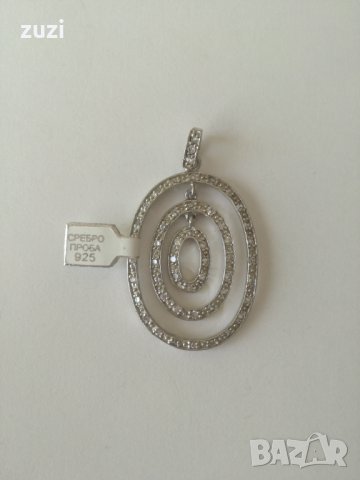 Масивен  Сребърен Медальон с цирконий. Сребро проба 925. , снимка 2 - Колиета, медальони, синджири - 38520836